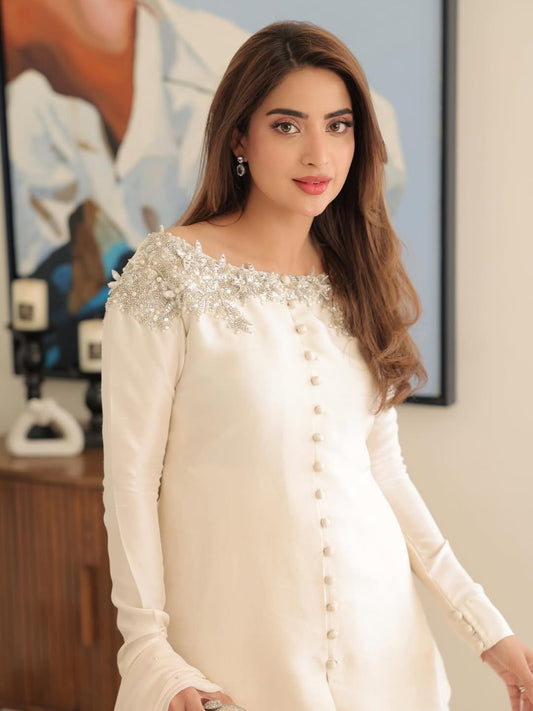 Ivory Elegance Formal Set – Minimal Luxury Embellished Outfit