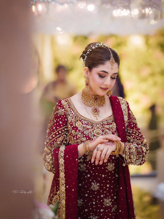 Maroon Bridal Luxe 3PC Ensemble