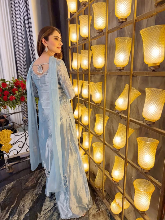 Ice Blue Festive Ensemble – Elegant Embellished Formal Set