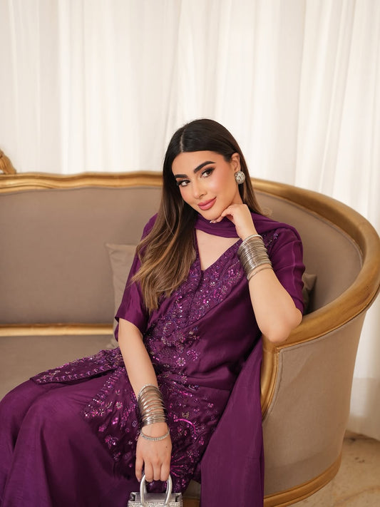 Plum Royale Embroidered Suit