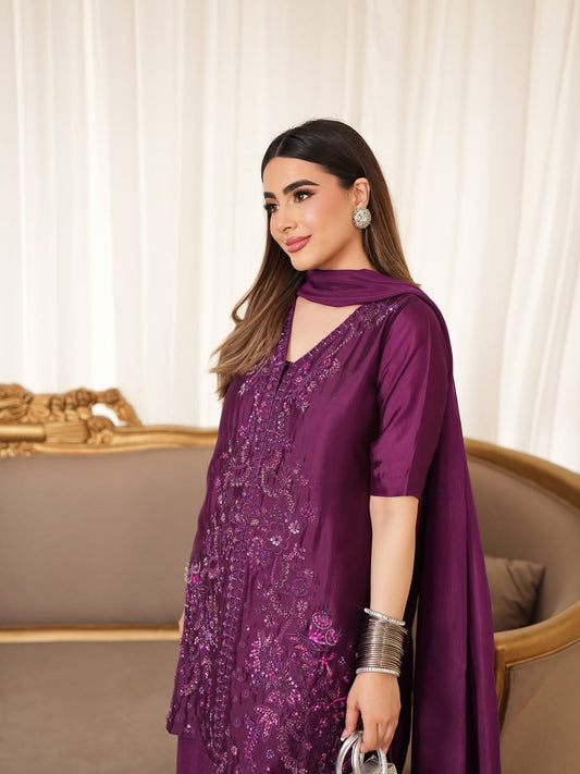 Plum Royale Embroidered Suit